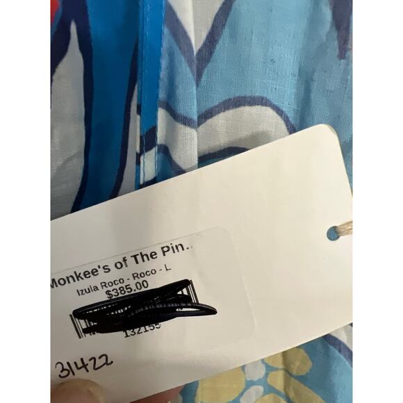 NWT De Loreta size large Izula dress in Roco Celeste print with defect - Picture 5 of 7